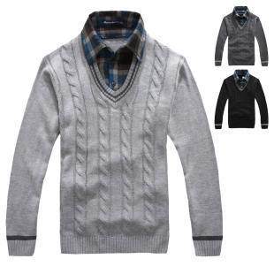 供應春秋男士襯衫領毛衣假兩件麻花針織_服裝服飾_世界工廠網中國產品信息庫