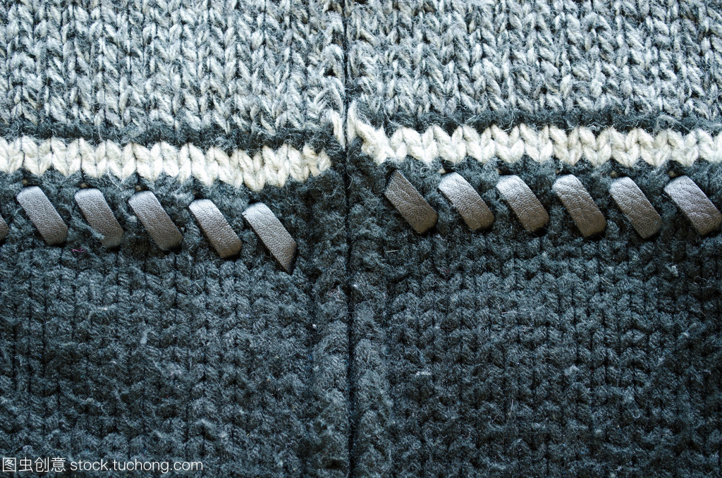 背景的羊毛針織毛衣皮革拼接